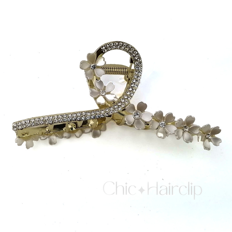 Pince cheveux en métal bijou de coiffure strass cristal chic Elona