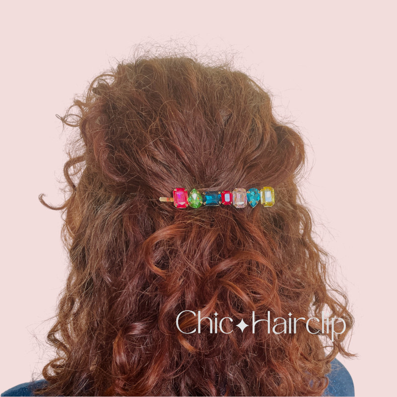 Barrette fine bijou de cheveux strass Camélia