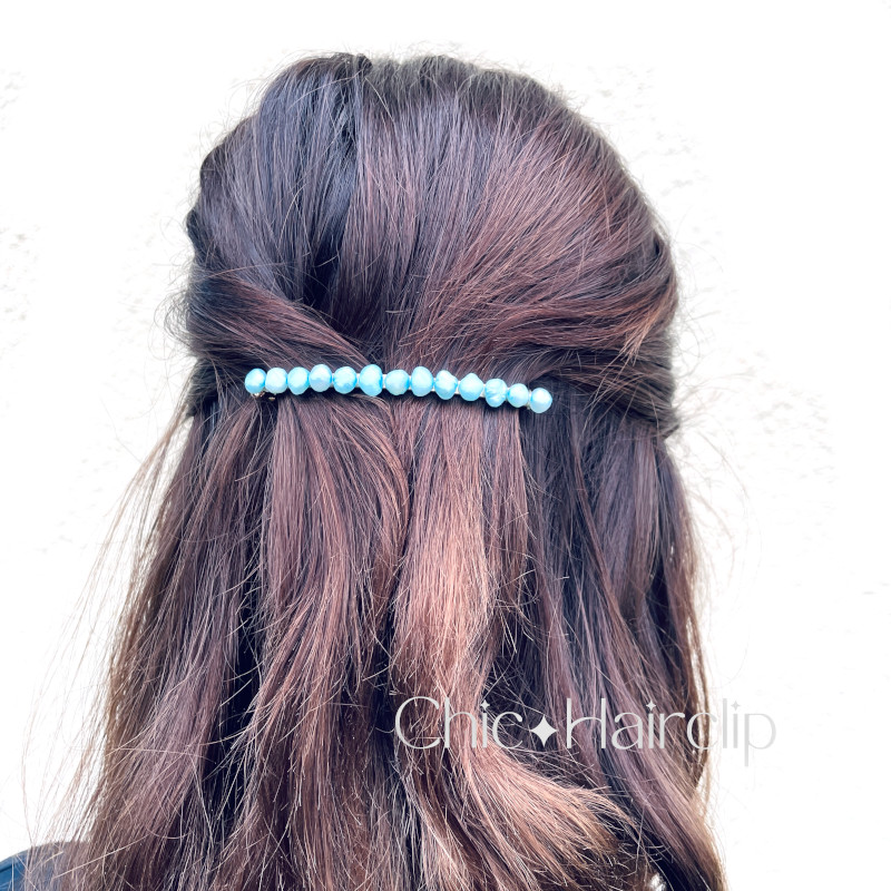 Barrette cheveux fins en perles naturelles constituées exclusivement de nacre Maréva