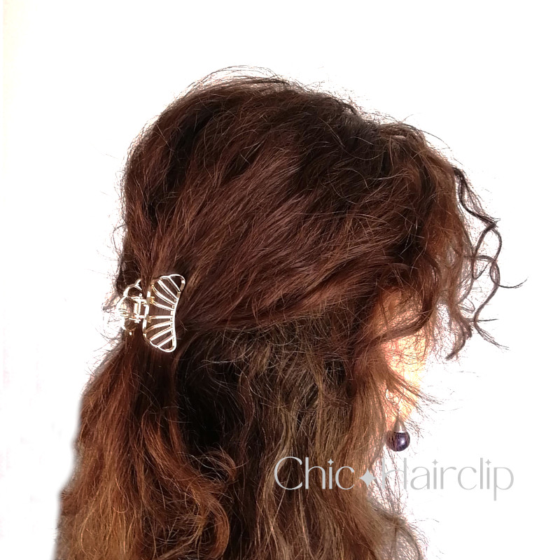 Lot de petites pinces cheveux en métal doré pour cheveux fins et demi-queue