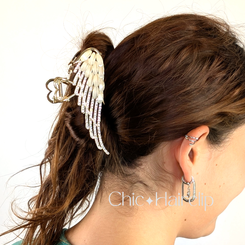 Pince cheveux bijou strass et perles chic romantique pince croco en métal doré
